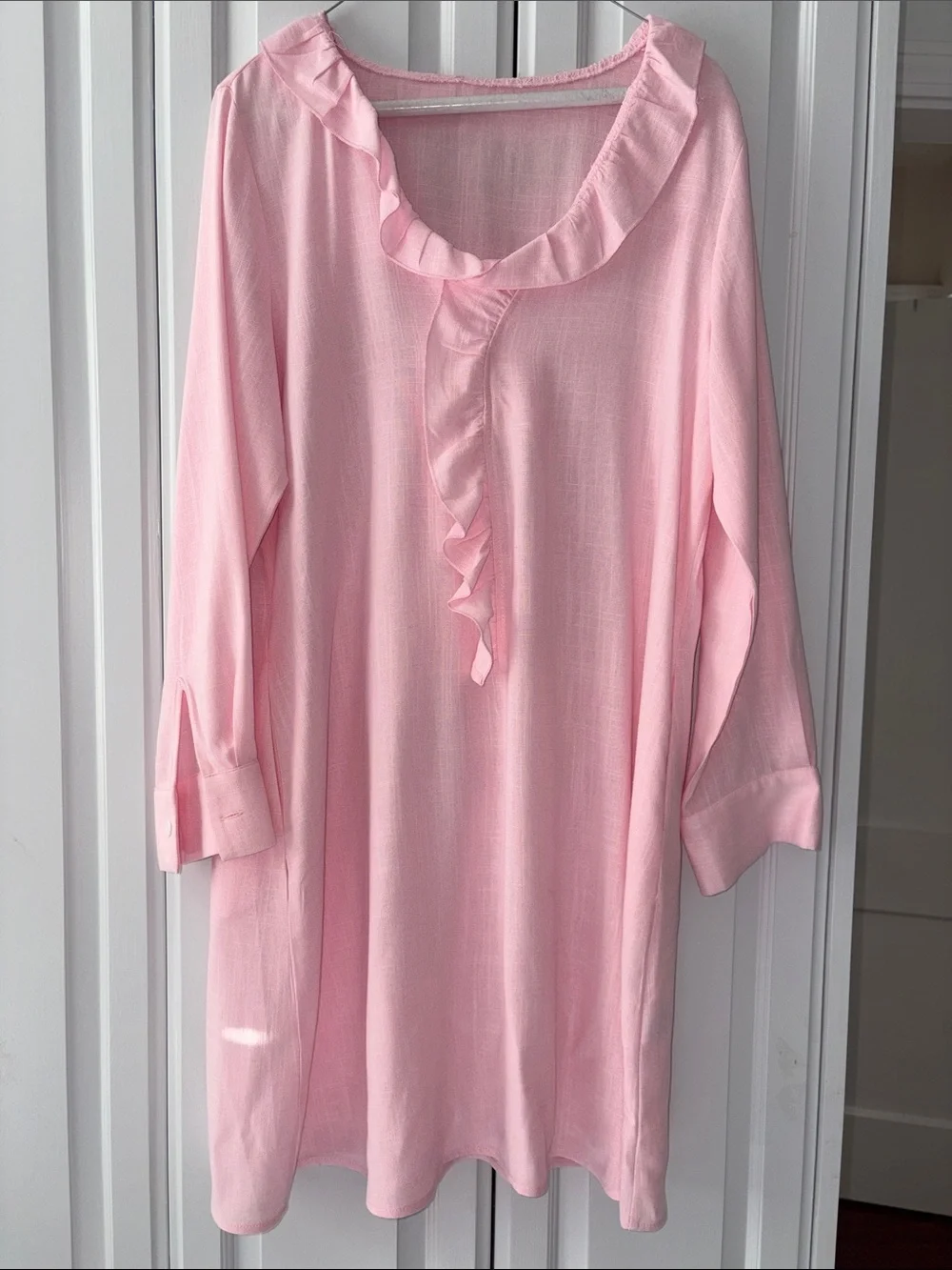 Light Pink Ruffle Neck Tunic - Picture 1 of 9